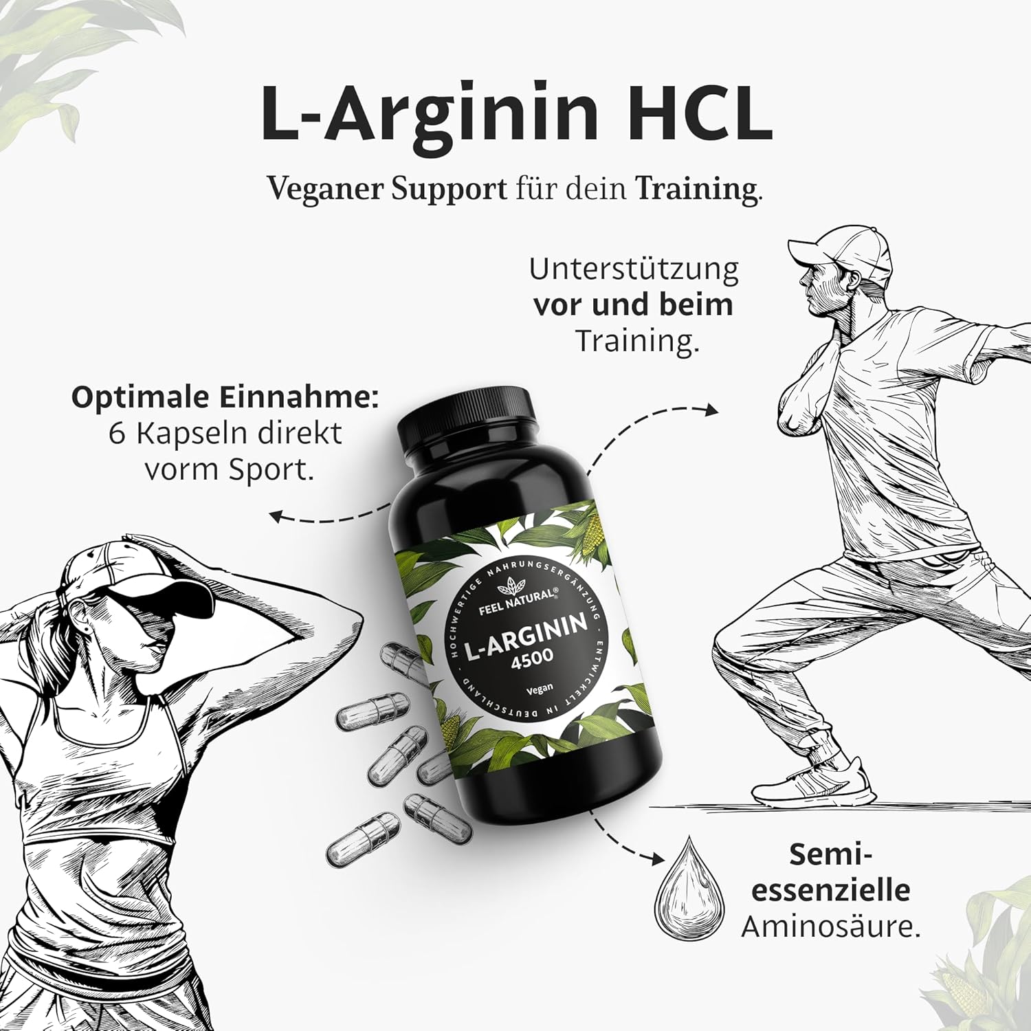 Potenzmittel & Standfestigkeit – L-Arginine 365 Vegan Capsules with 4500 mg Vegetable L-Arginine HCL from Fermentation (of Which 3750 mg Pure L-Arginin) Per Daily Dose, No Additives, High Dose, Vegan, Made In Germany – Bild 2