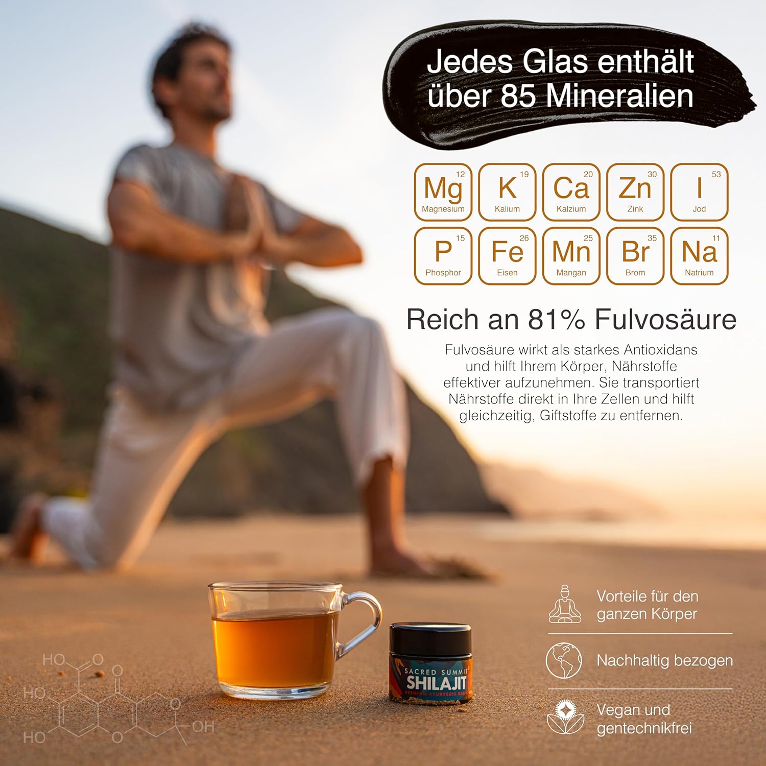 Ausdauer & Energie – Pure Gold Shilajit Harz 40g – 68,5 % Fulvinsäure – Reich an Vitamin B12, Magnesium, Eisen & Zink – Veganer Energie- & Ausdauer-Booster – 3-Monatsvorrat – Bild 6