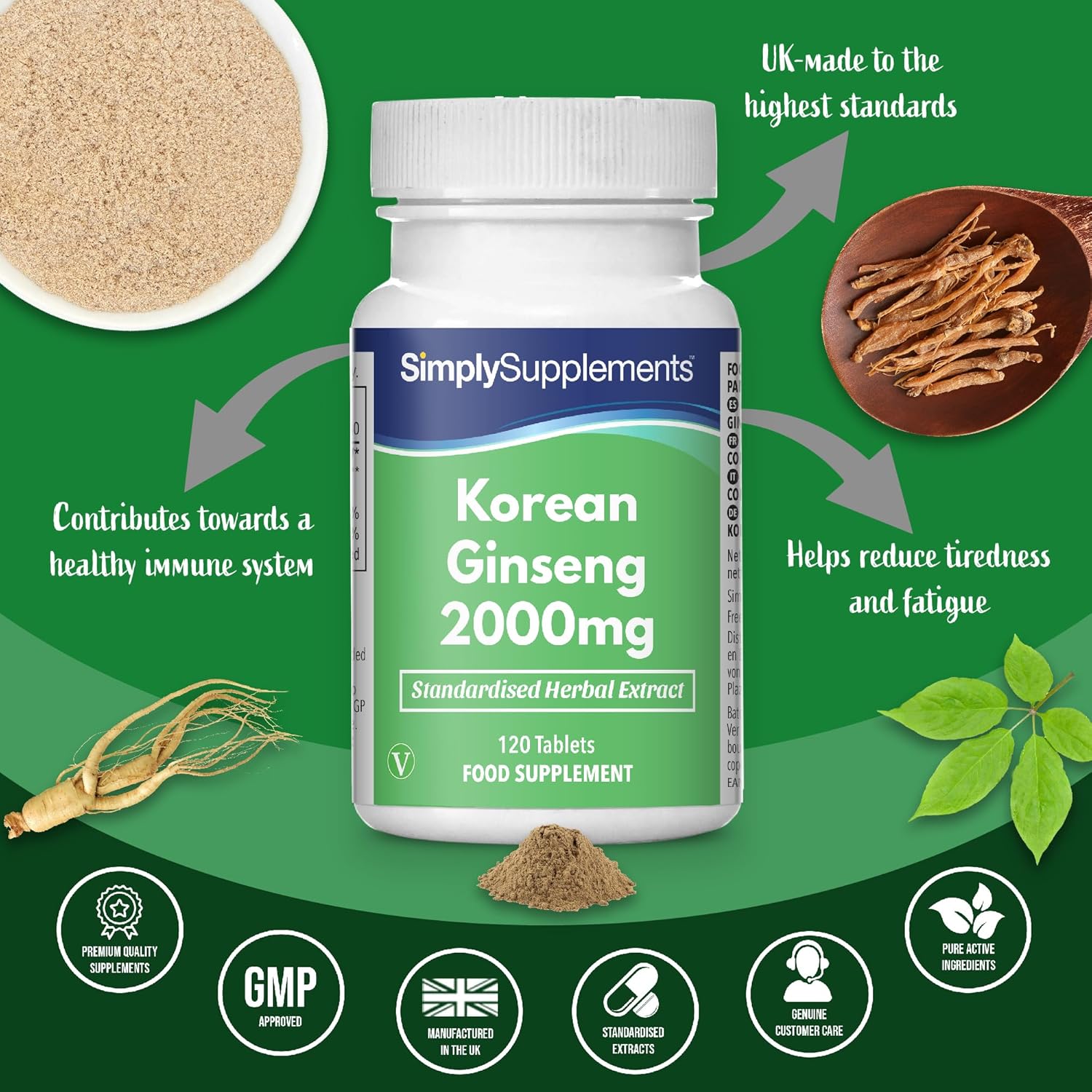 Potenzmittel & Standfestigkeit – SimplySupplements Korean Ginseng 2000 mg - 120 Tablets - Suitable for Vegans - Supply for up to 4 Months – Bild 4