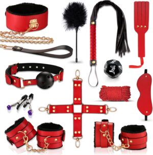 Penisvergrößerung & Pflege – Bondage BDSM Set Sex Toys Restraints 15 Pieces Sex Toy Set with Handcuffs Foot Fetish Sex Toy for Men Women and Couples