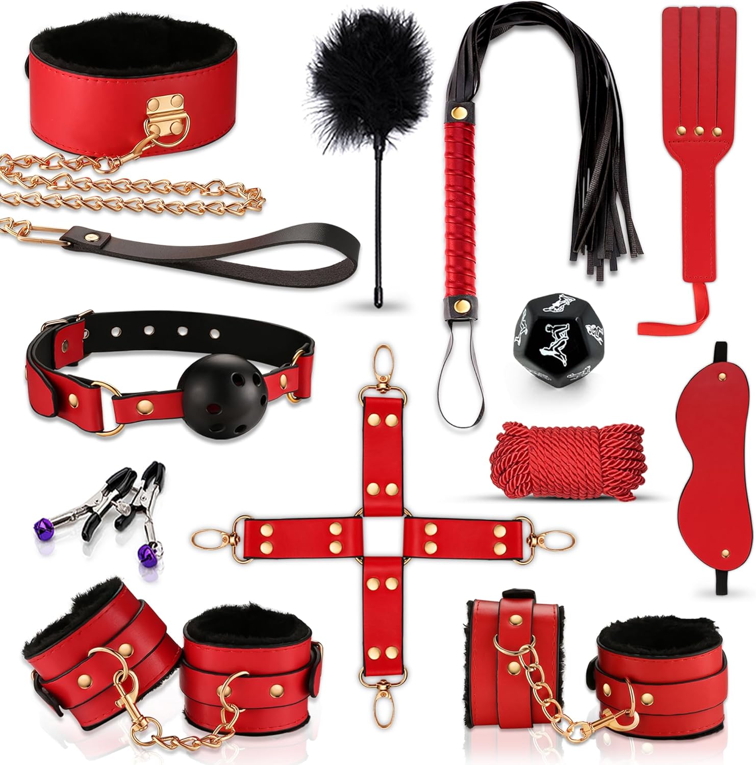 Penisvergrößerung & Pflege – Bondage BDSM Set Sex Toys Restraints 15 Pieces Sex Toy Set with Handcuffs Foot Fetish Sex Toy for Men Women and Couples
