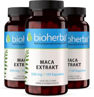 Potenzmittel & Standfestigkeit – Maca Capsules - Pack of 300 High Dose with 350 mg Maca Extract + Selenium from BIOHERBA PZN 19554965