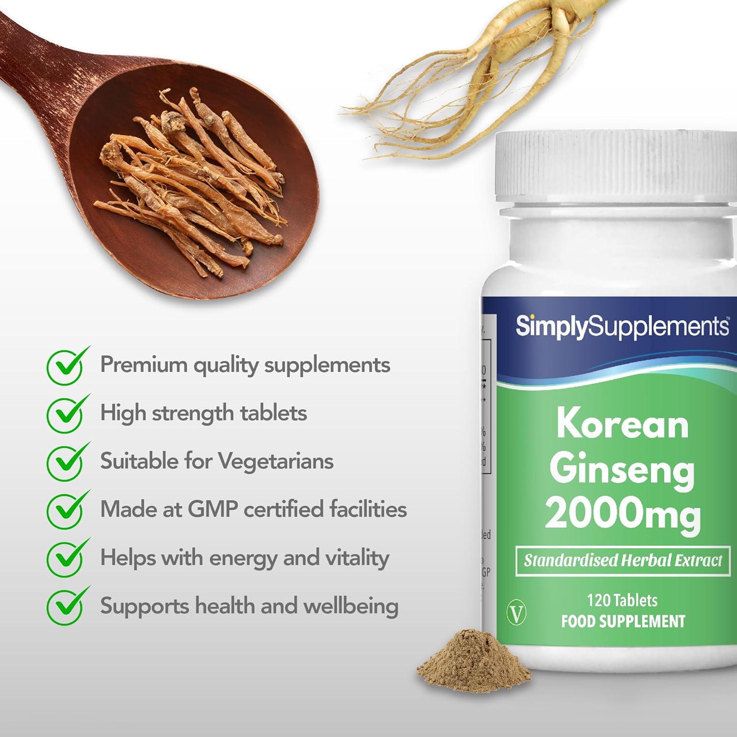 Potenzmittel & Standfestigkeit – SimplySupplements Korean Ginseng 2000 mg - 120 Tablets - Suitable for Vegans - Supply for up to 4 Months – Bild 2