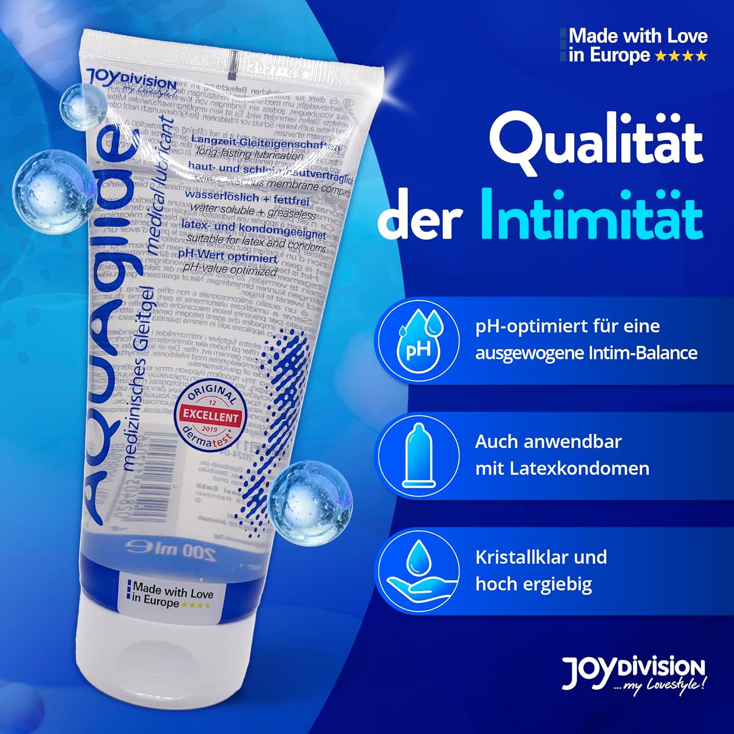 Penisvergrößerung & Pflege – Joydivision AQUAglide, 200 ml, Natural Lubricant, Crystal Clear & Vegan Lubricant, pH-Optimised and Latex Condom-Compatible – Bild 3