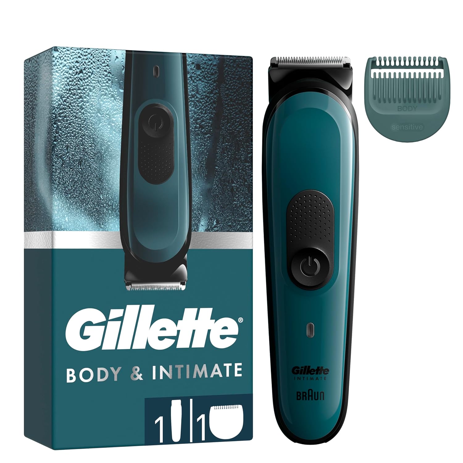 Penisvergrößerung & Pflege – Gillette Intimate Electric Body Shaver for Men for Intimate Area, SkinFirst Intimate Shaver, Trimmer with Lifetime Sharp Blades, Waterproof, Wireless for Wet and Dry Use