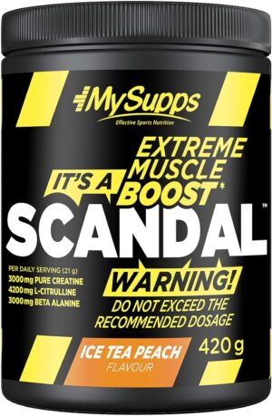 Ausdauer & Energie – My Supps Scandal Extreme Muscle Pre Workout Training Booster - Iced Tea Peach with Creatine, Citrulline, Beta Alanine, Caffeine & Tyrosine for Energy - Gym Nutrition Supplement - 20 Servings 420 g