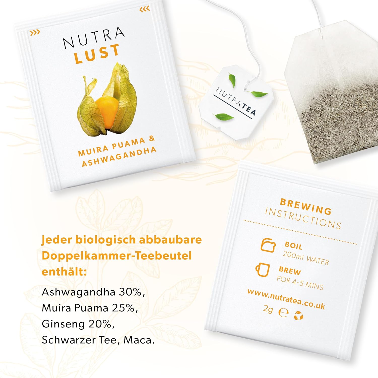 Potenzmittel & Standfestigkeit – Nutra Tea NUTRALUST Libido Tea to Increase Pleasure, Contributes to Hormonal Balance, Maintain Sexual Function for Women & Men, 20 Reusable Tea Bags – Bild 5