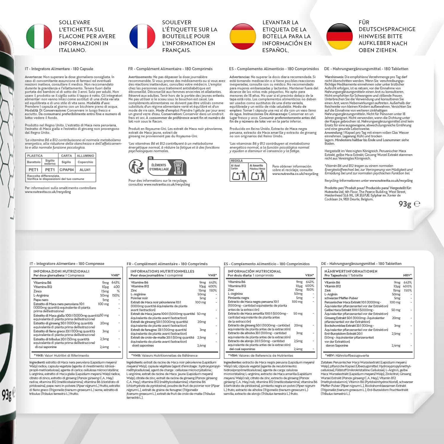 Potenzmittel & Standfestigkeit – Schwarzer Maca Komplex 6000mg mit Zink Ginseng, Bockshornklee, L Arginin, Vitamin B6 & Vitamin B12 für Energiestoffwechsel und Psychischen Funktion (EFSA) 180 Maca Kapseln für 6 Monate - Nutravita – Bild 6
