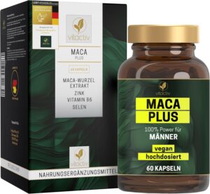 Potenzmittel & Standfestigkeit – Vitactiv Maca Plus Capsules - 60 Maca Capsules High Dose for 60 Days - 500 mg Extract of Maca Root per Capsule - Complex with Selenium, Zinc and Vitamin B6 - Vegan, Laboratory Tested in Germany