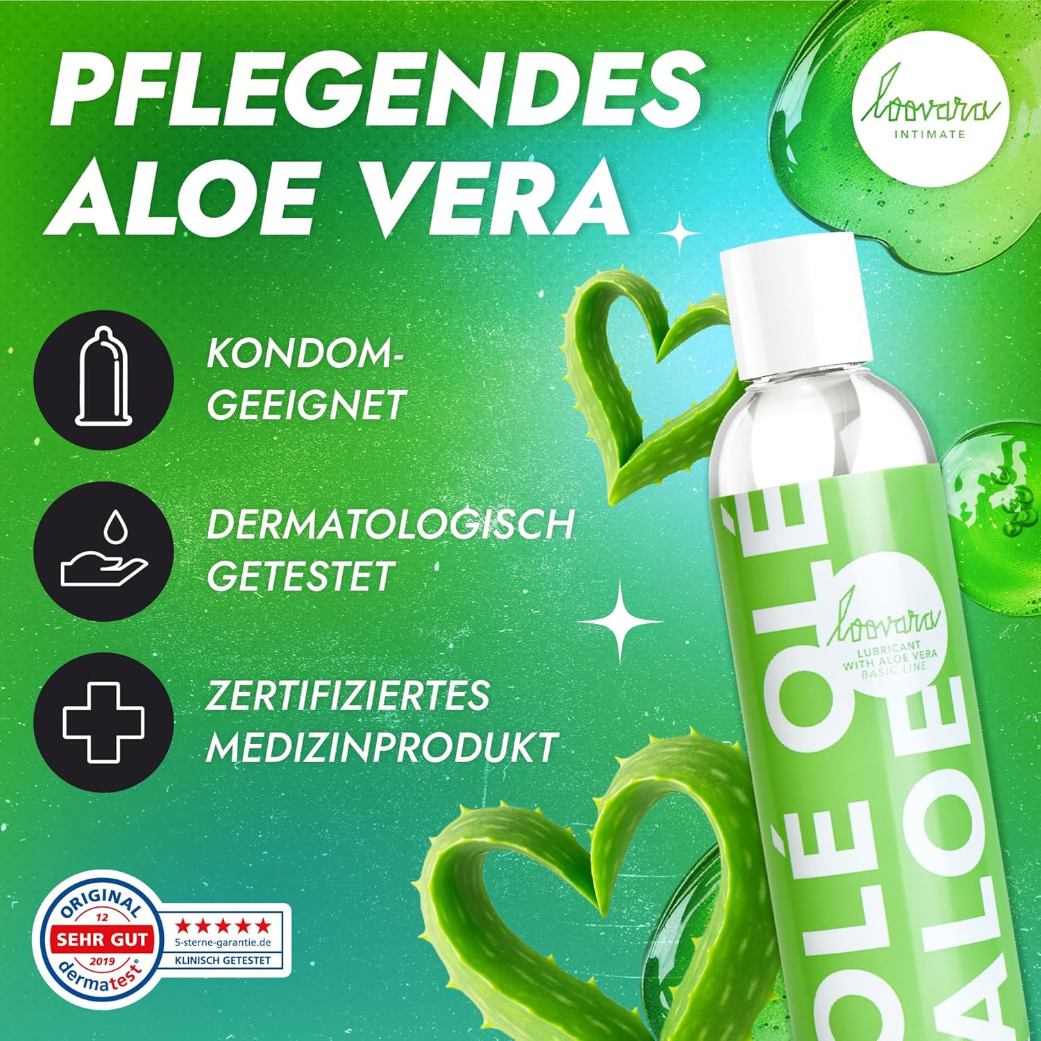 Penisvergrößerung & Pflege – LOOVARA Olé Olé Aloe Lubricant 250 ml - pH-Optimised Water-based Lubricant with Aloe Vera, Adapted to Intimate Flora, Dermatologically Tested, Vegan – Bild 3