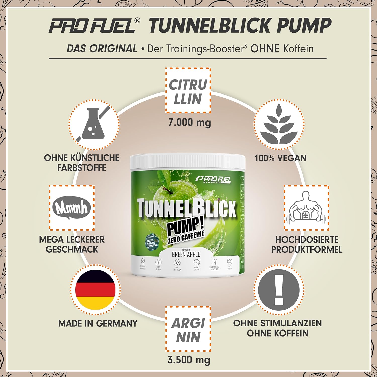 Ausdauer & Energie – Pump Booster³ without Caffeine Green Apple 440 g - Innovative Pump Formula of Amino Acids and Plant Extracts - High Dose Pre Workout Booster³ Caffeine-Free - Made in Germany - 100% Vegan – Bild 2