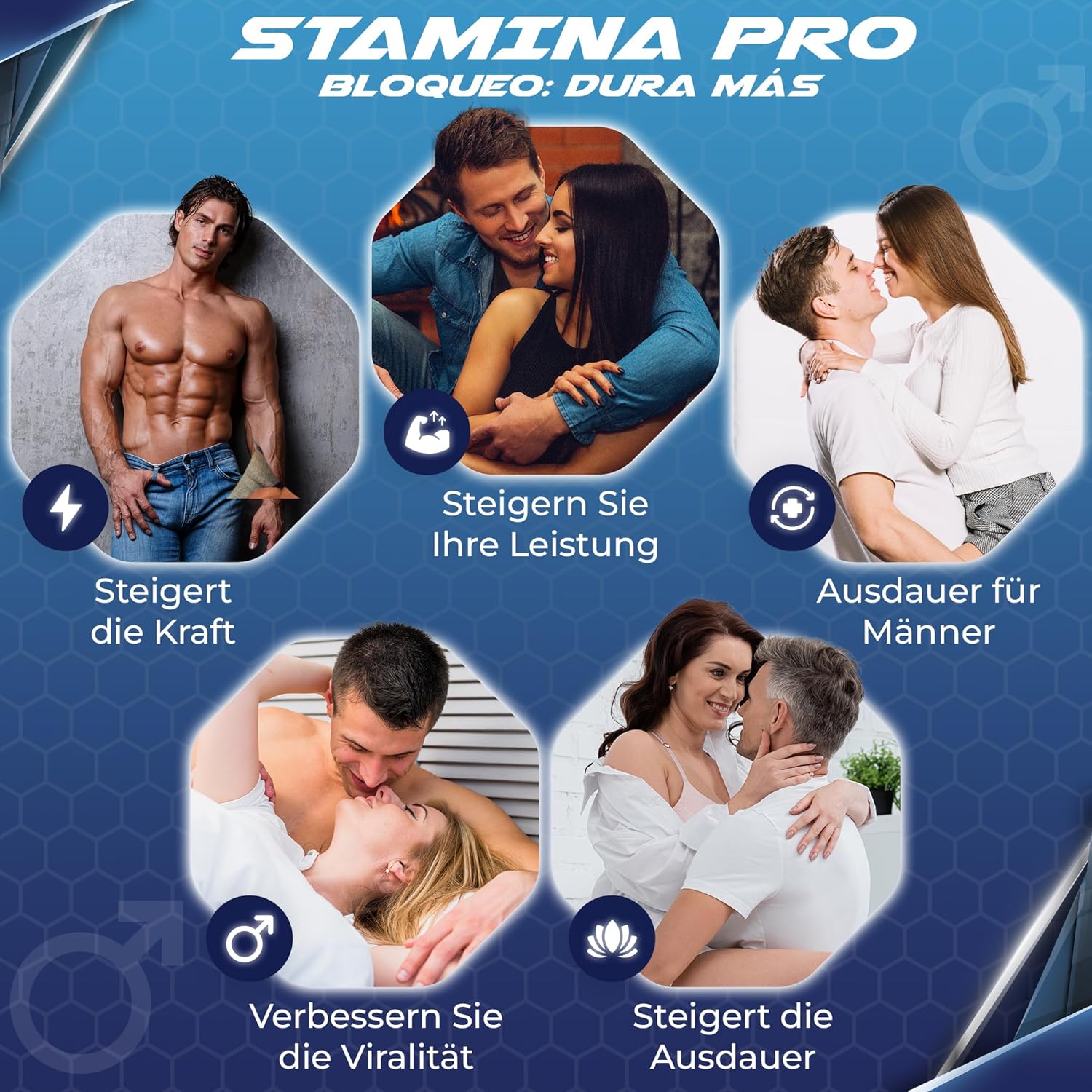 Potenzmittel & Standfestigkeit – Capsules for Men, Instant and Long-Lasting Effect, Blue High Dose Tablets for Men, Made with Natural Ingredients, 10 Premium Servings – Bild 2