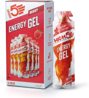Ausdauer & Energie – HIGH5 Energy Gels - Fast Energy Supply with Sports Gel for Peak Performance - With Natural Fruit Juice, Caffeine-Free - Energy Gel for Running, Marathon, Cycling, Endurance (Berry, 6 x 40 g)