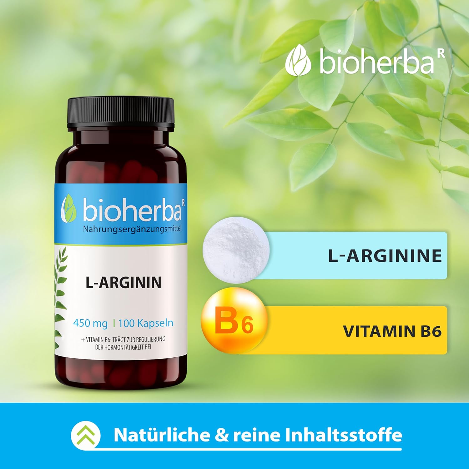 Potenzmittel & Standfestigkeit – L-Arginine Capsules - Pack of 300 High Dose with 450 mg Plus Vitamin B6 by BIOHERBA PZN 18215244 – Bild 3