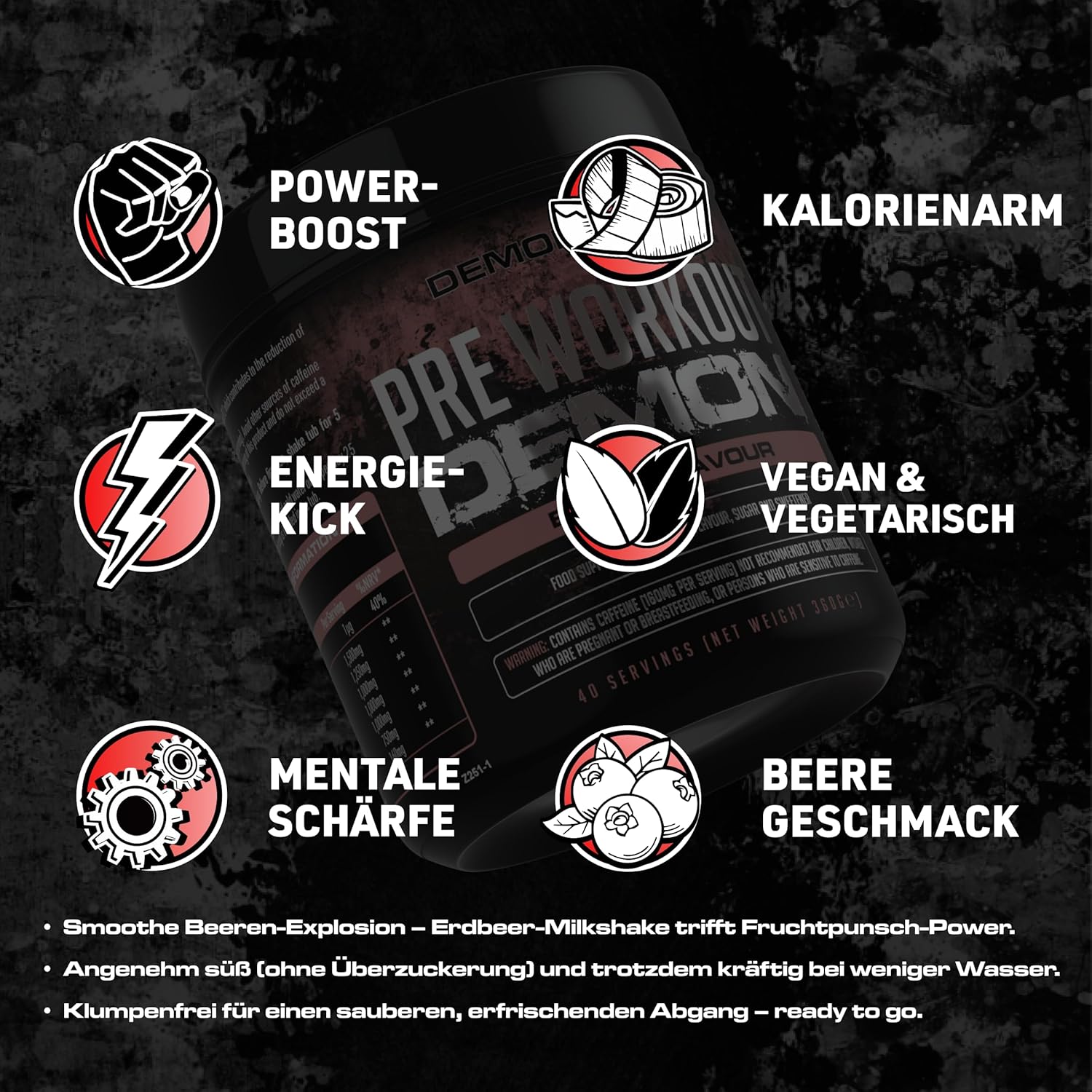 Ausdauer & Energie – Pre Workout Beast Hardcore Pre Workout Booster with Caffeine, Creatine Monohydrate, Beta Alanine and Glutamine – Bild 2