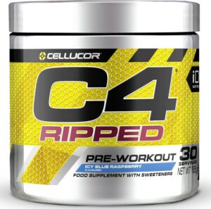 Ausdauer & Energie – C4 Ripped - Pre-Workout Booster - Icy Blue Raspberry (Raspberry) | Drink Powder for Energy Drink | 150 mg Caffeine + Beta-Alanine + Green Coffee Bean Extract | 30 Servings