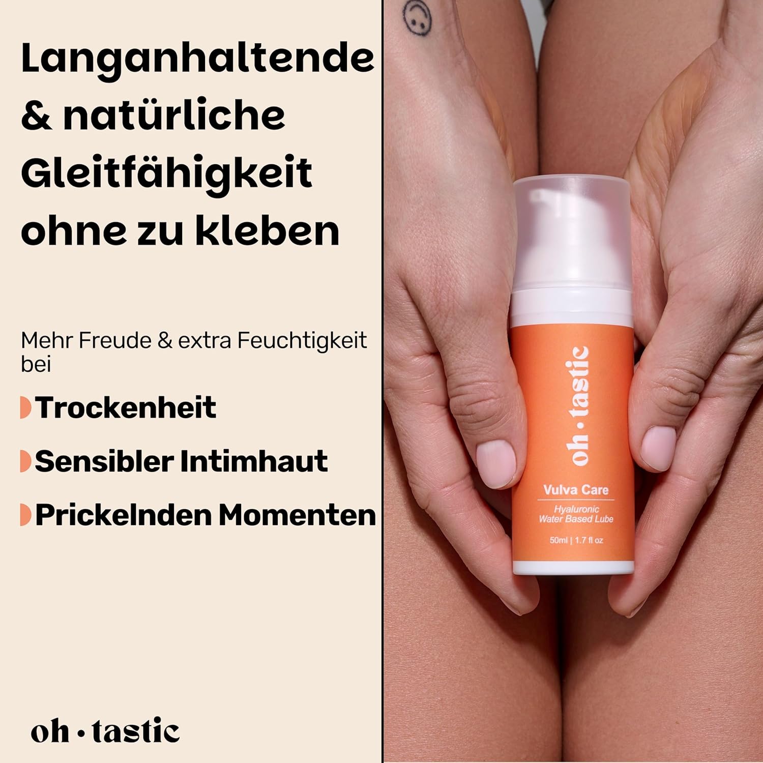 Penisvergrößerung & Pflege – Natural Sensitive Lubricant with Hyaluronic for Women - Intimate Water-based Gel in Dryness, pH Friendly Lubricant, Water-Based Lube with Lactic Acid - ohtastic - (50 ml) – Bild 3