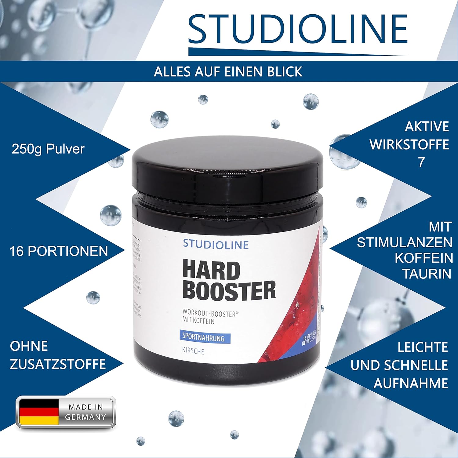 Potenzmittel & Standfestigkeit – Strong Hard Booster 250 g High Dose Top Workout Booster with Caffeine, Taurine, BCAAs, Beta-Alanine, Creatine, Turmeric and Vitamins – Bild 4