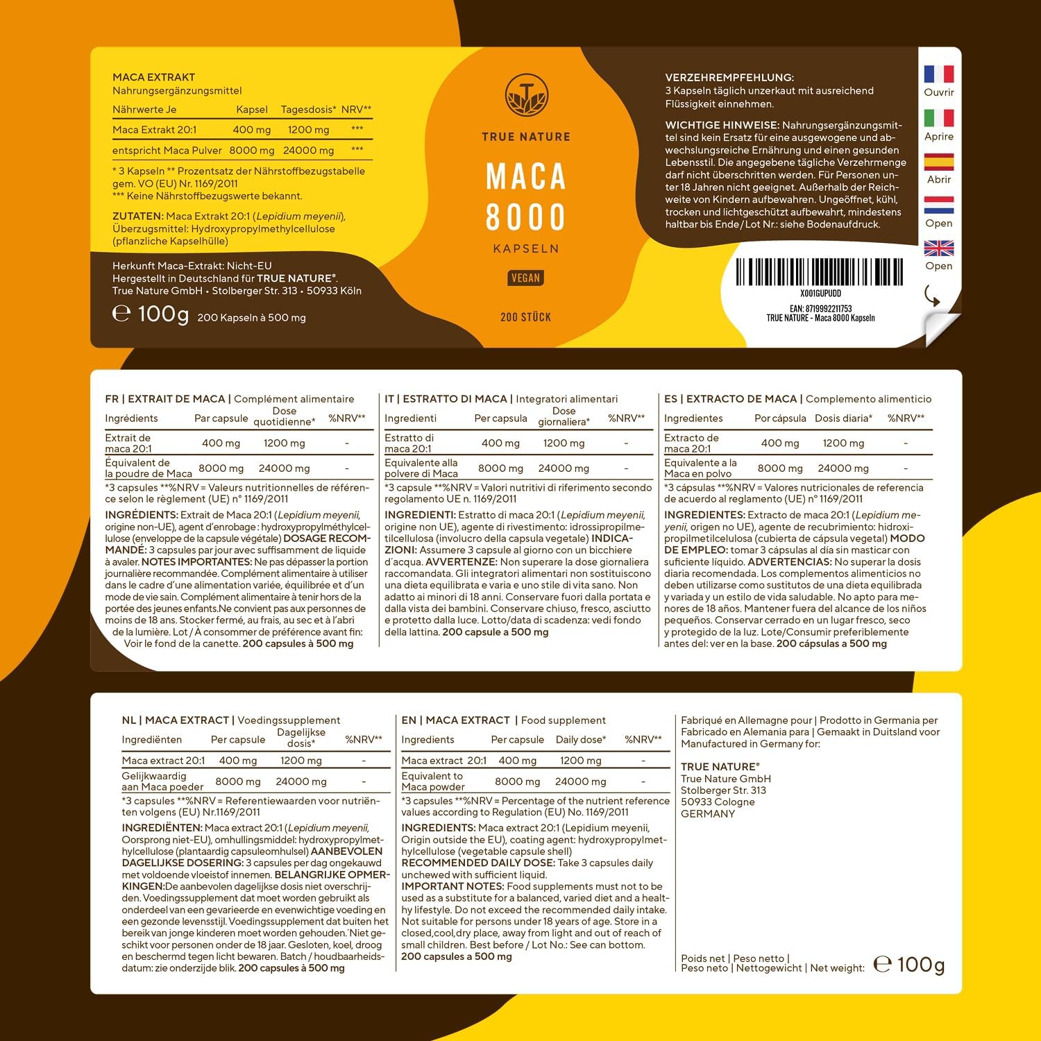 Potenzmittel & Standfestigkeit – True Nature® Maca 8000 (extract 20:1) 200 capsules of 400 mg – Bild 6