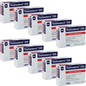 Ausdauer & Energie – Megabol - Testosterol 250 | Natural Support for Testosterone Production and Muscle Building | Pack of 10 - 10 x 30 Capsules (Total 300 Capsules)