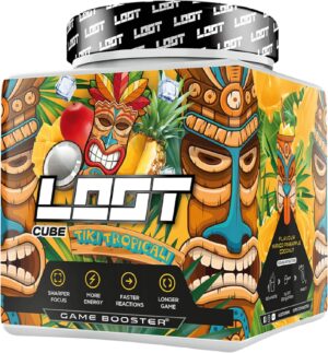 Ausdauer & Energie – LOOT® Game Booster, for Concentration, Endurance, Responsiveness, 50 Servings (400 g) with Caffeine & 20 Unique Ingredients, Flow-State® Formula, Tiki Tropicali