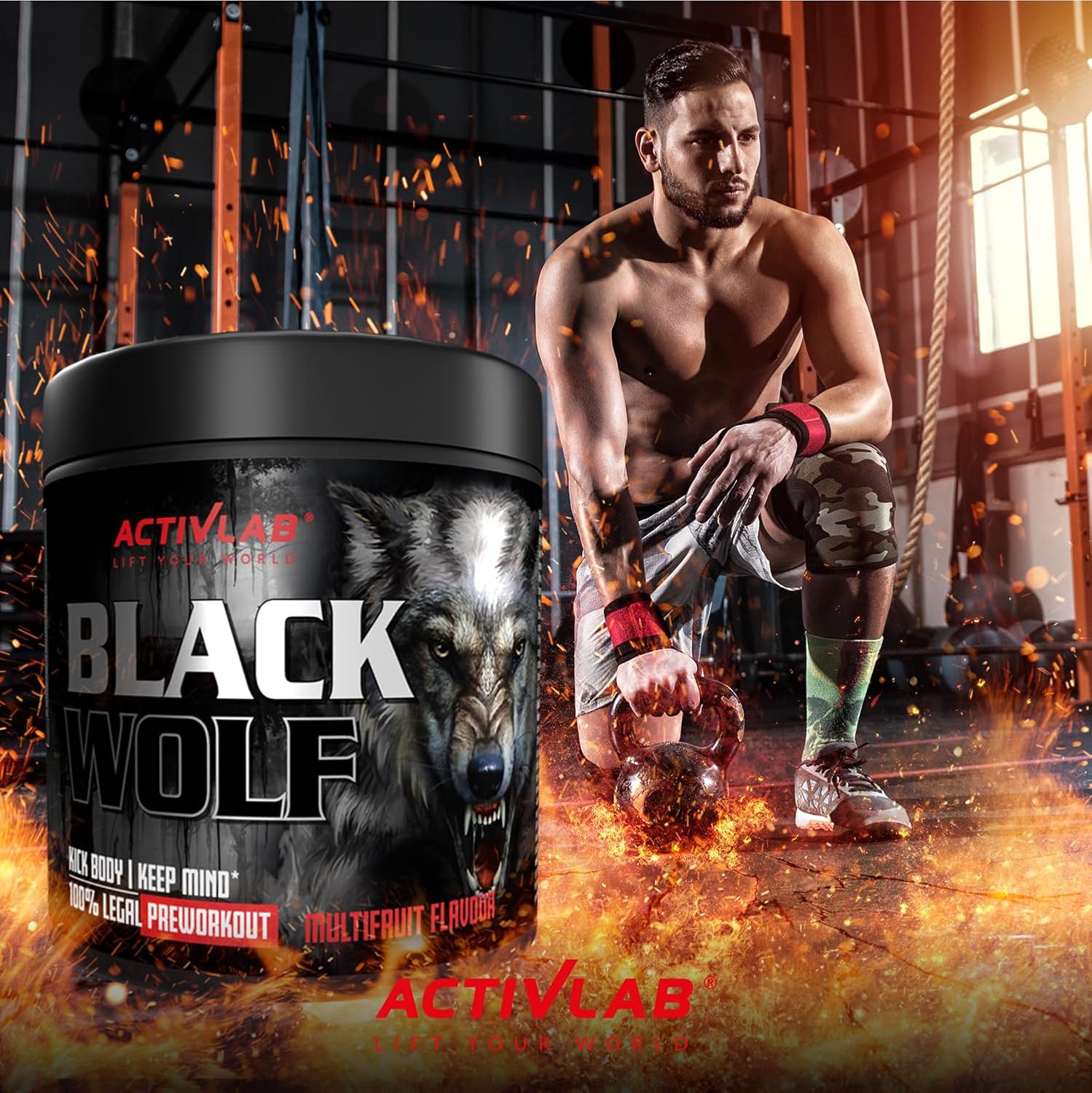 Ausdauer & Energie – Activlab Black Wolf Pre Workout 300g - High Dose Booster with Creatine, Beta-Alanine, L-Arginine & Caffeine - Energy, Muscle Pump & Endurance - Multifruit – Bild 8