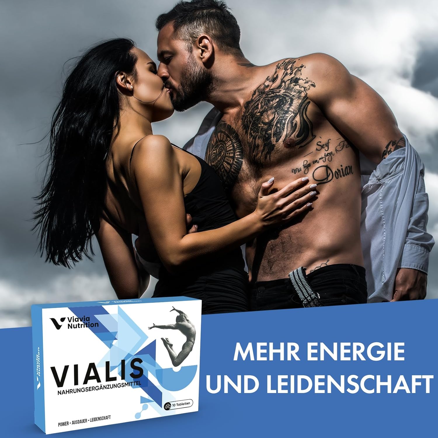 Potenzmittel & Standfestigkeit – Vialis x 10 Blue High Dose Capsules - Natural Preparation for Active Men - Extra Strong with Ginseng, Maca, Tribulus Terrestrus and Arginine – Bild 5