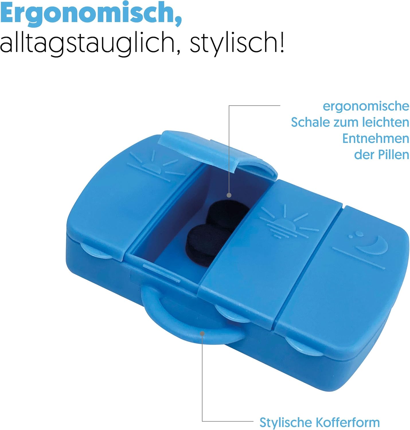 Potenzmittel & Standfestigkeit – 2Go Pill Box | Tablet Box | Pill Box | Storage Travel Tablets | Portable & Mobile | Medicine Vitamins Pills | Outdoor Sports (Matte) – Bild 4