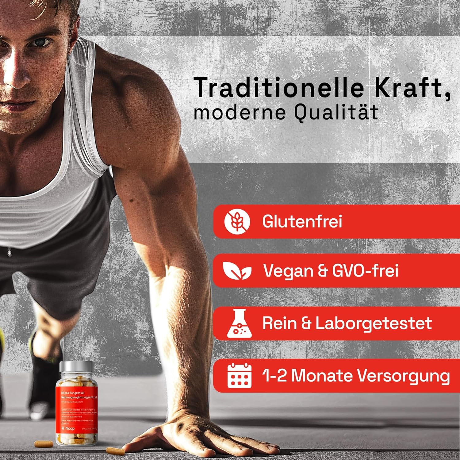 Ausdauer & Energie – Noop Red Ton-kat 400mg Capsules Premium Quality from Sweden with Stema Tuberosa Root Extract, 60 Vegan Capsules – Bild 2