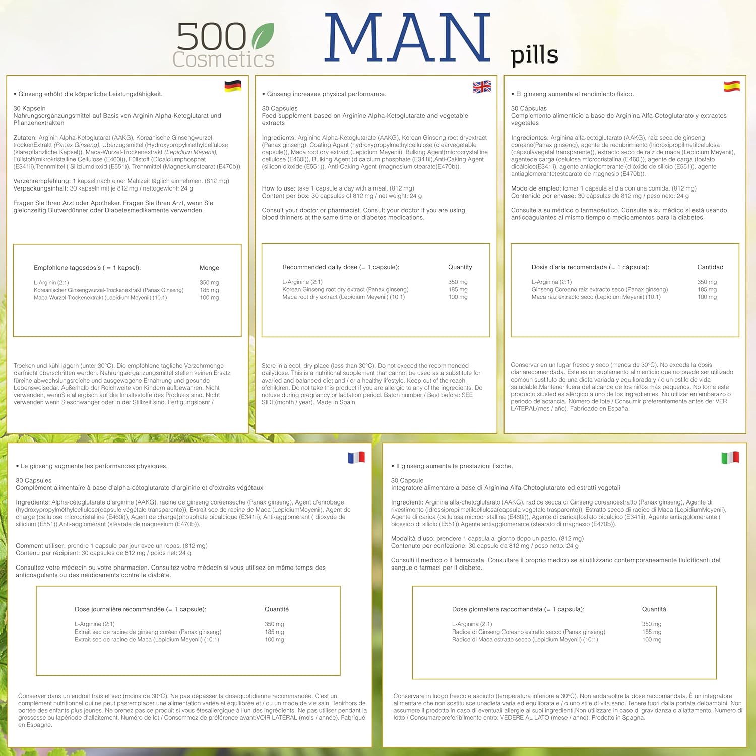 Potenzmittel & Standfestigkeit – 500 Cosmetics - Natural Supplement to Increase Virility, Male Potency and Improve Sexual Relations - Made in The EU - 30 Tablets. – Bild 9