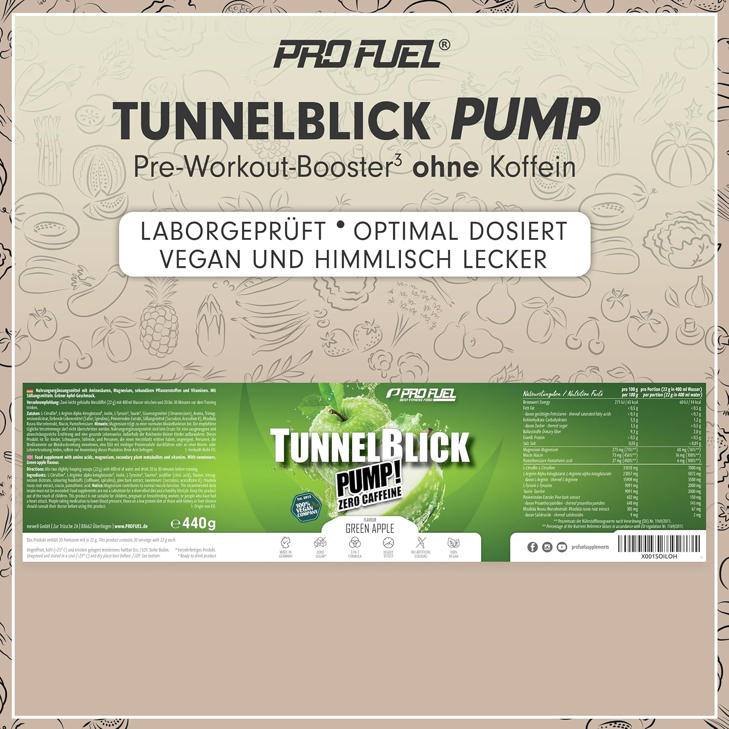 Ausdauer & Energie – Pump Booster³ without Caffeine Green Apple 440 g - Innovative Pump Formula of Amino Acids and Plant Extracts - High Dose Pre Workout Booster³ Caffeine-Free - Made in Germany - 100% Vegan – Bild 6