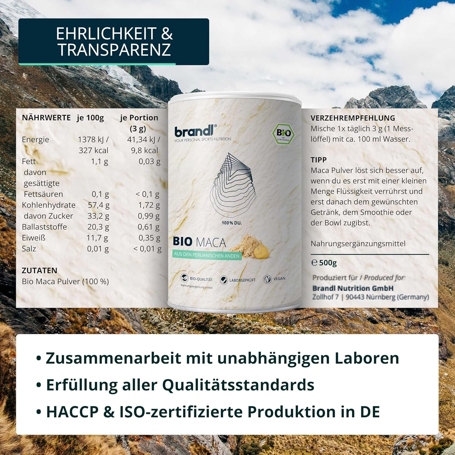 Potenzmittel & Standfestigkeit – Maca Powder Organic from Peru, Optimised for Athletes by brandl Bottled in Germany, 500 g – Bild 6